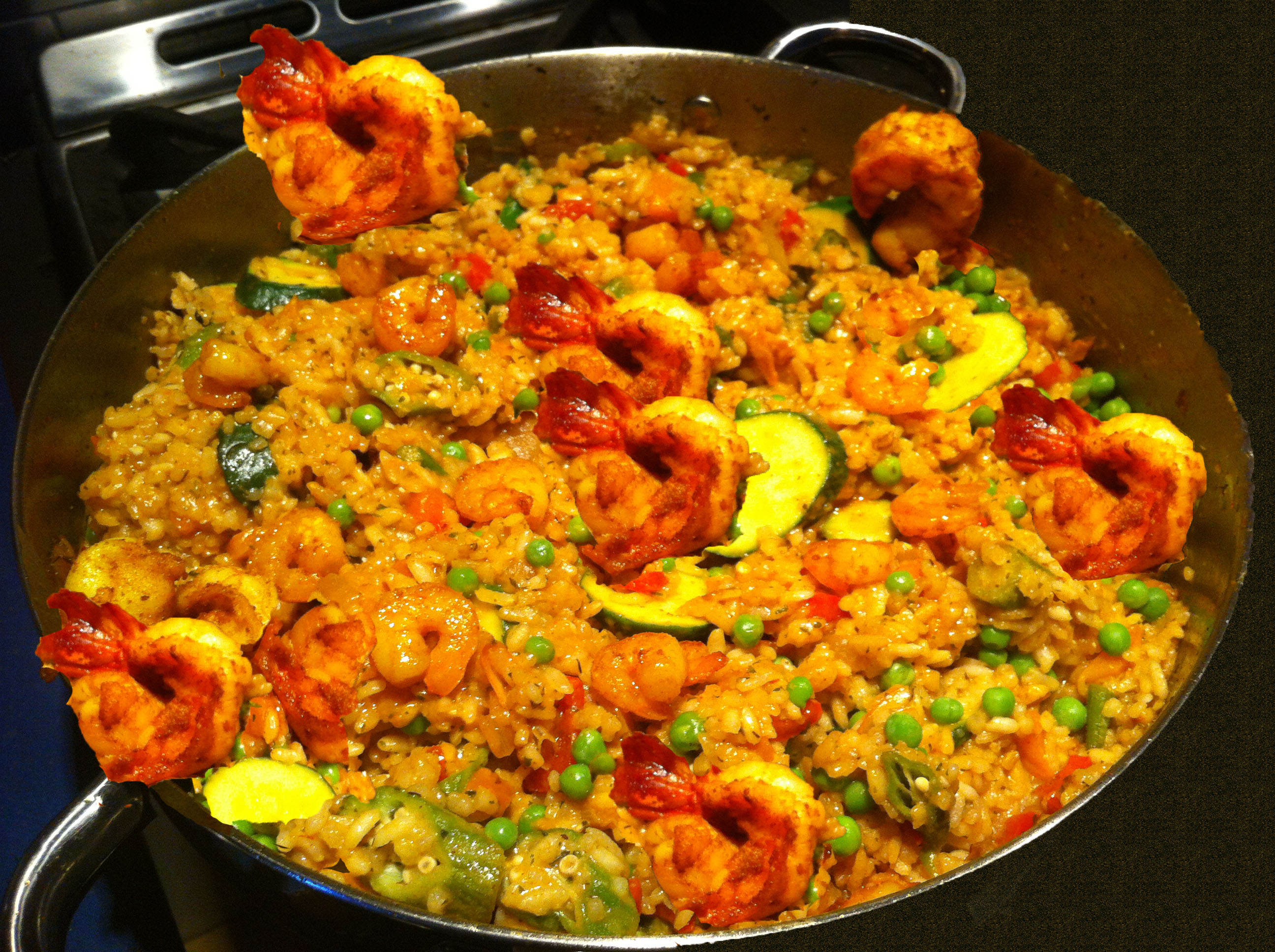 Okra, Zucchini & Shrimp Paella | Yummyfoodmadeeasy