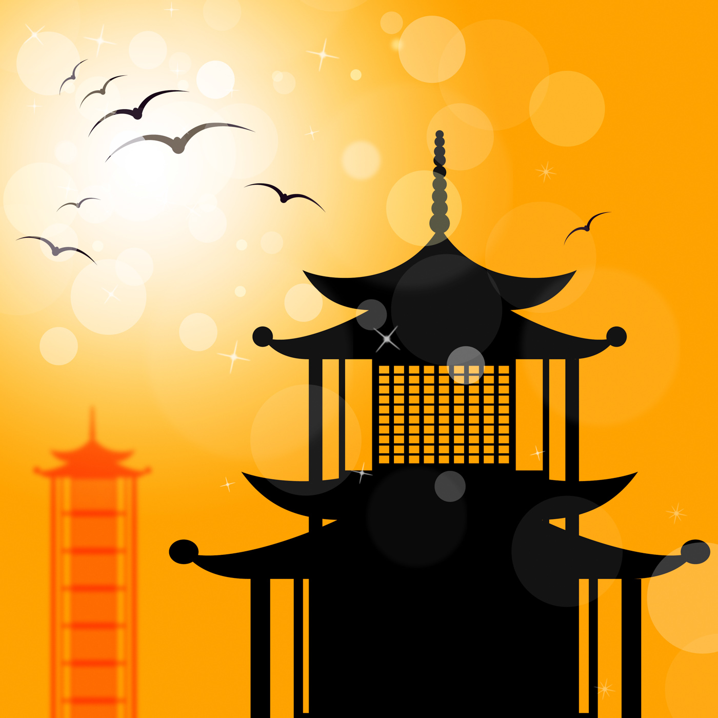 Pagoda silhouette indicates religion asia and oriental photo