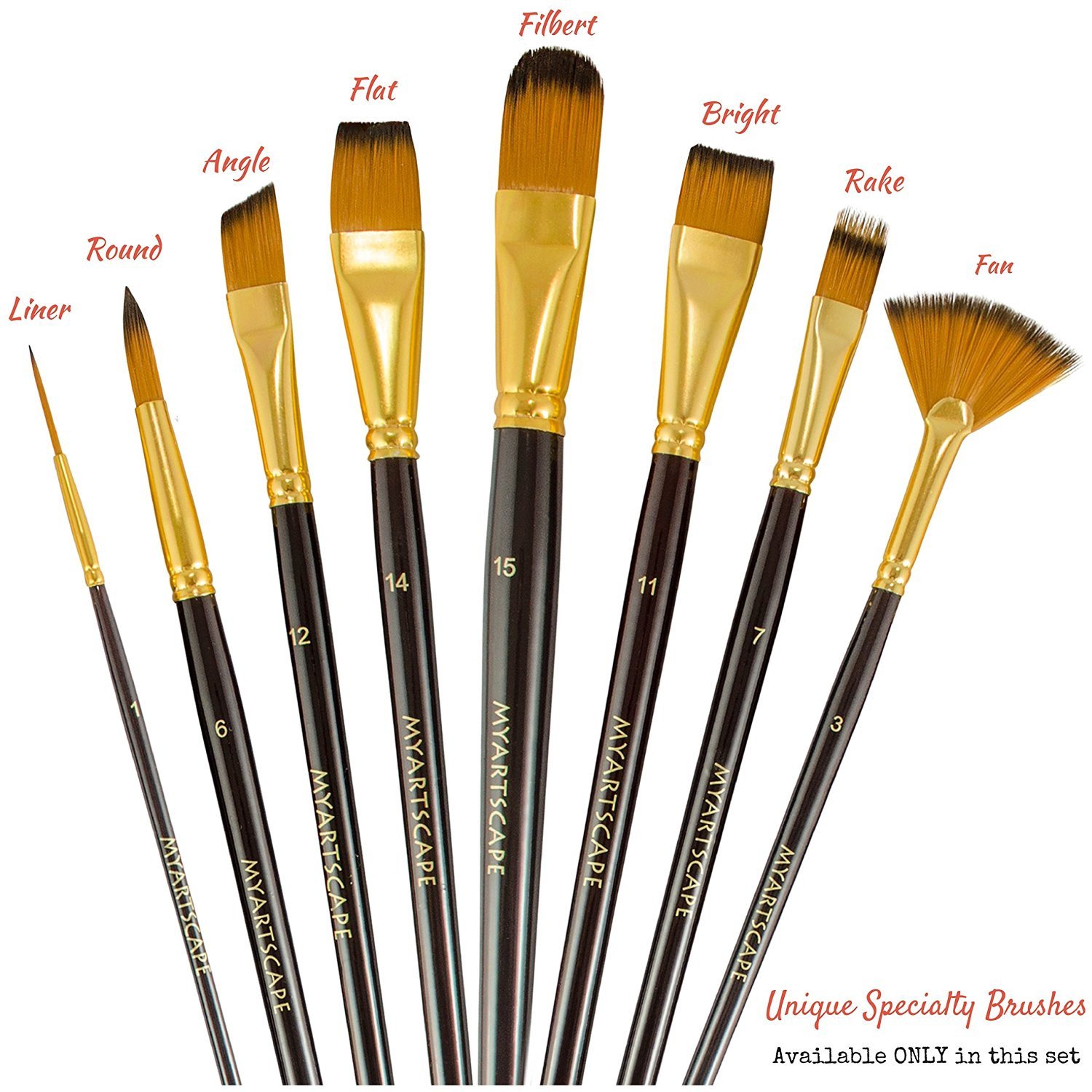 Synthetic Paint Brushes - 15 Pc Long Handle Brushes - MyArtscape
