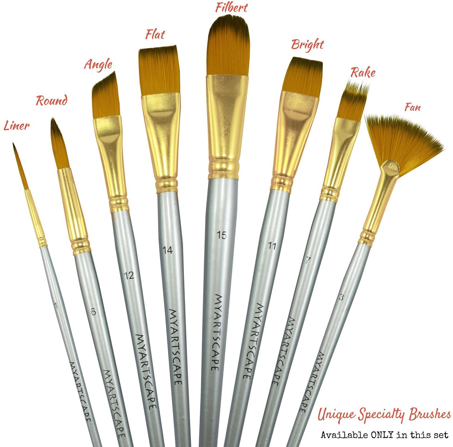 Synthetic Paint Brushes - 15 Pc Short Handle Brushes - Free Travel ...