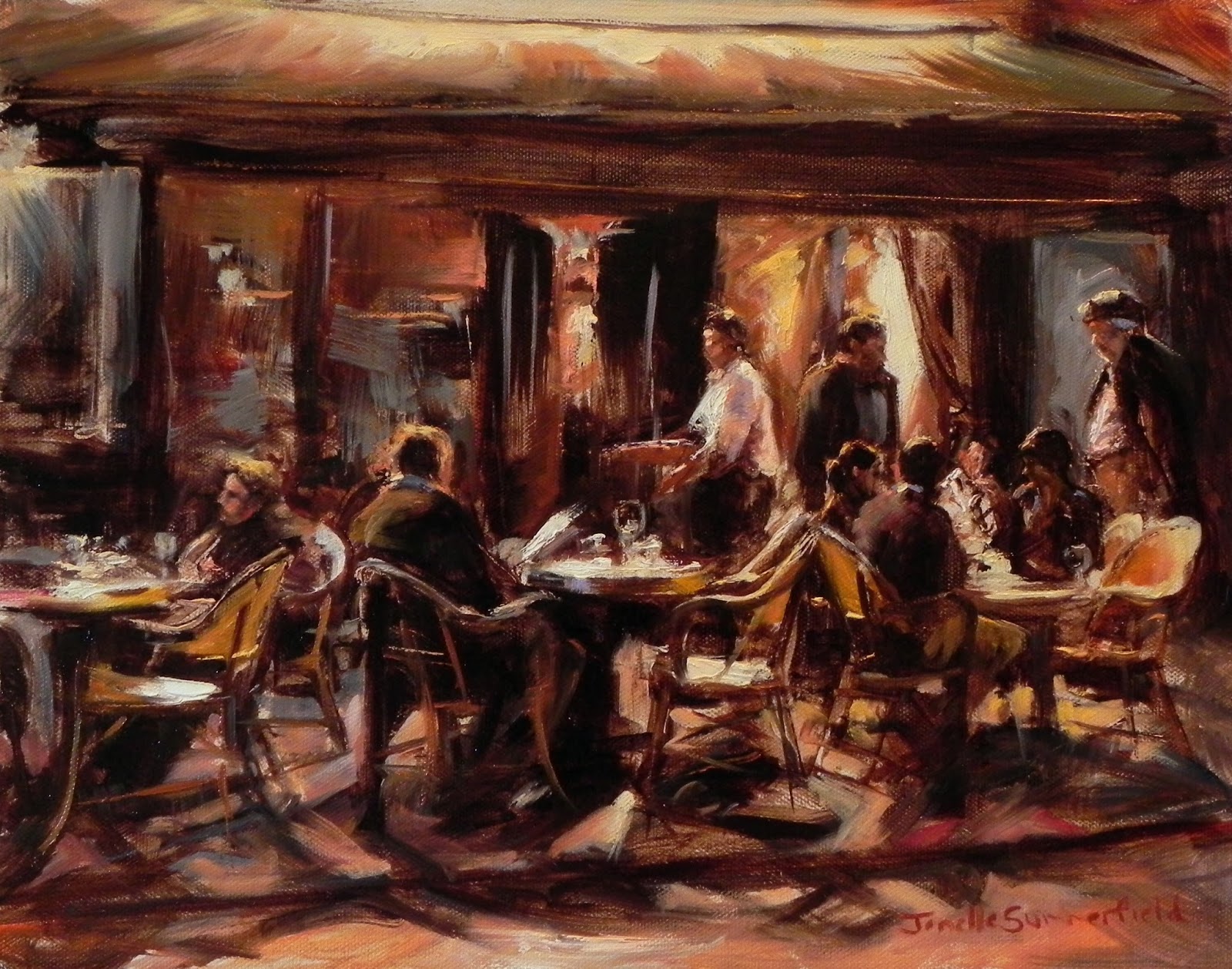 Jonelle Summerfield Oil Paintings: Night Cafe in Paris II