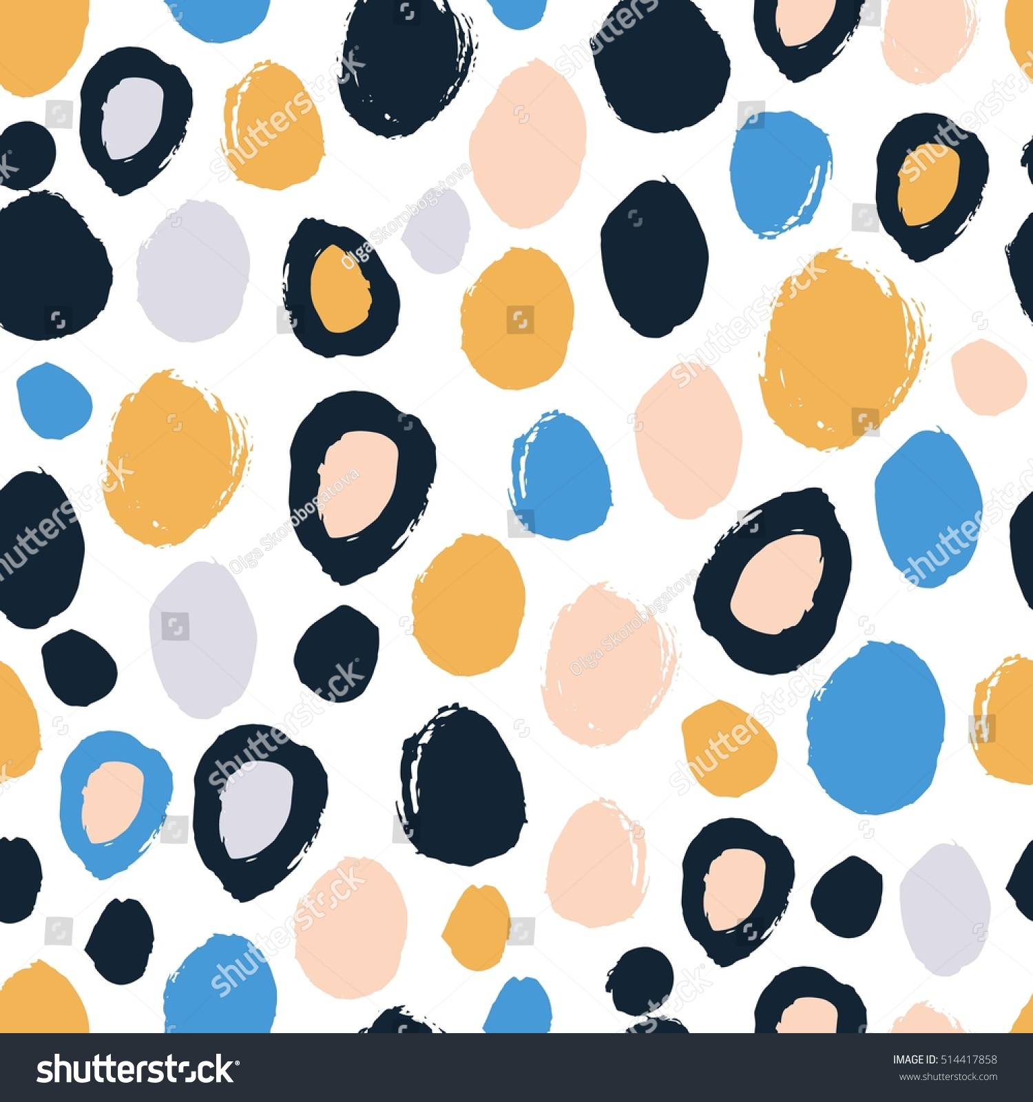 Seamless Dot Pattern Hand Painted Circles Stock Photo (Photo, Vector ...