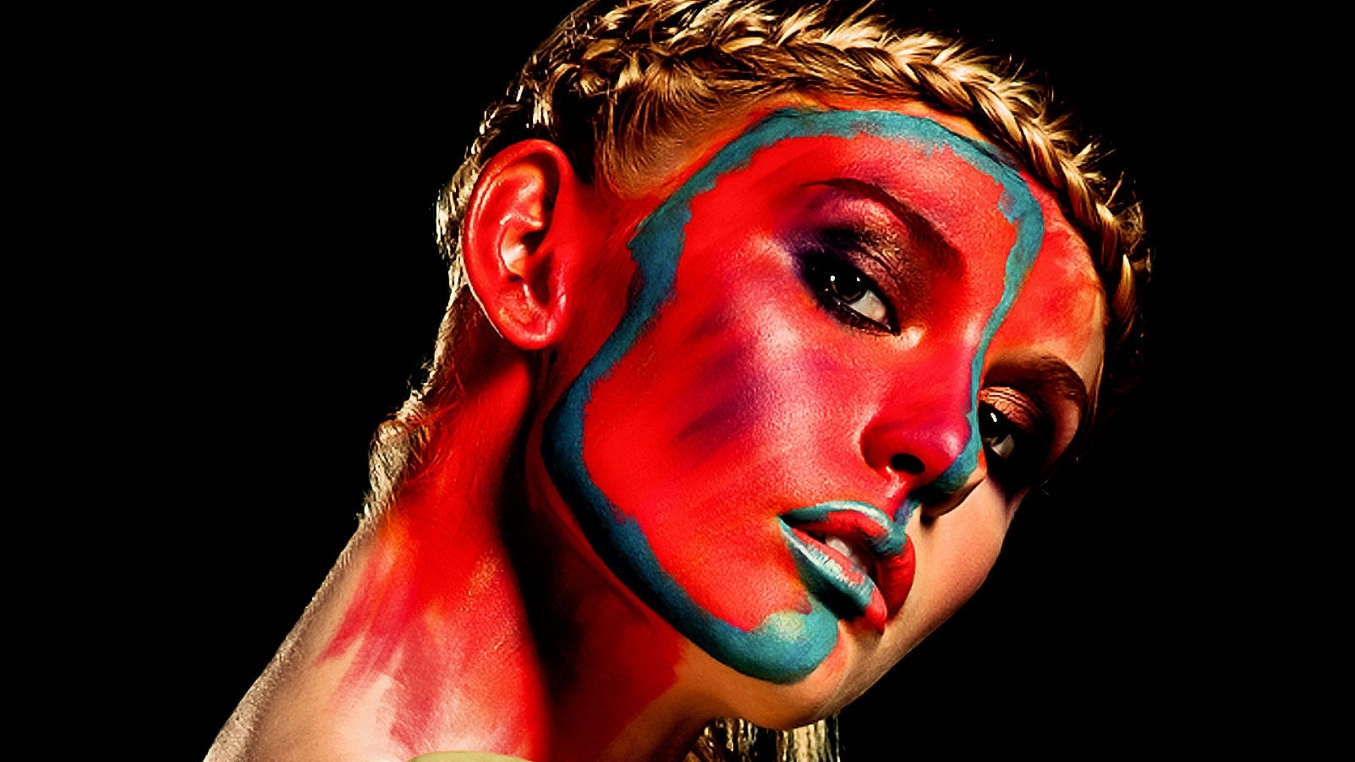 1920x1080 Face Painted Blonde Model Close-up desktop PC and Mac ...