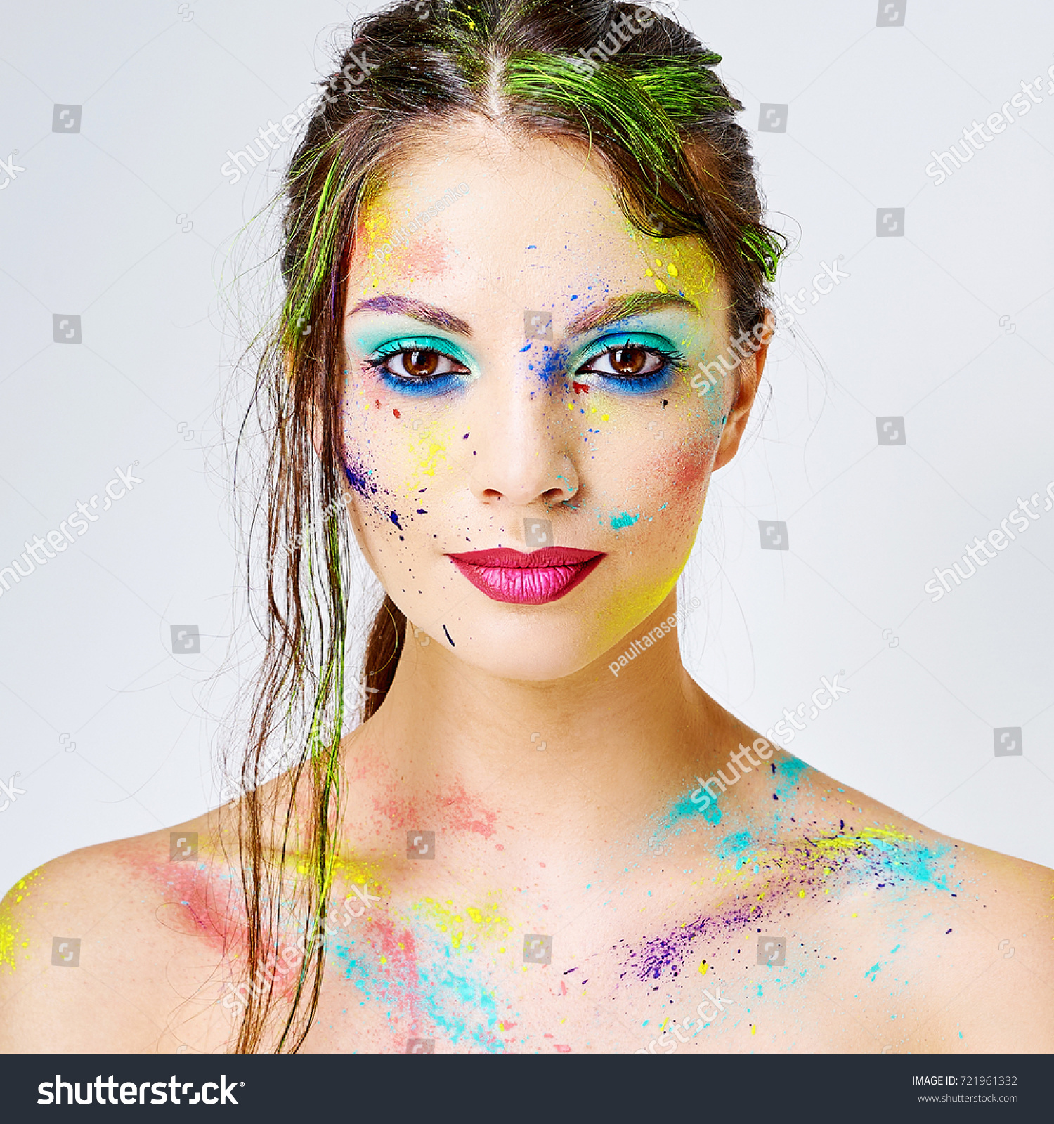 Beautiful Girl Painted Face Close Stock Photo 721961332 - Shutterstock