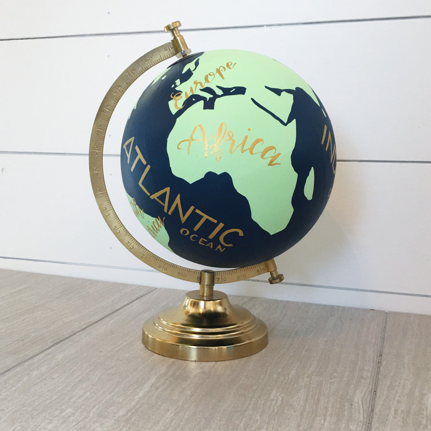 Hand Painted and Hand Lettered Customizable Travel Globe with