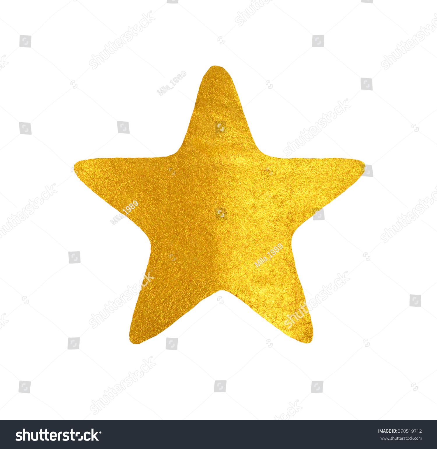 Golden Handpainted Star On White Background Stock Illustration ...