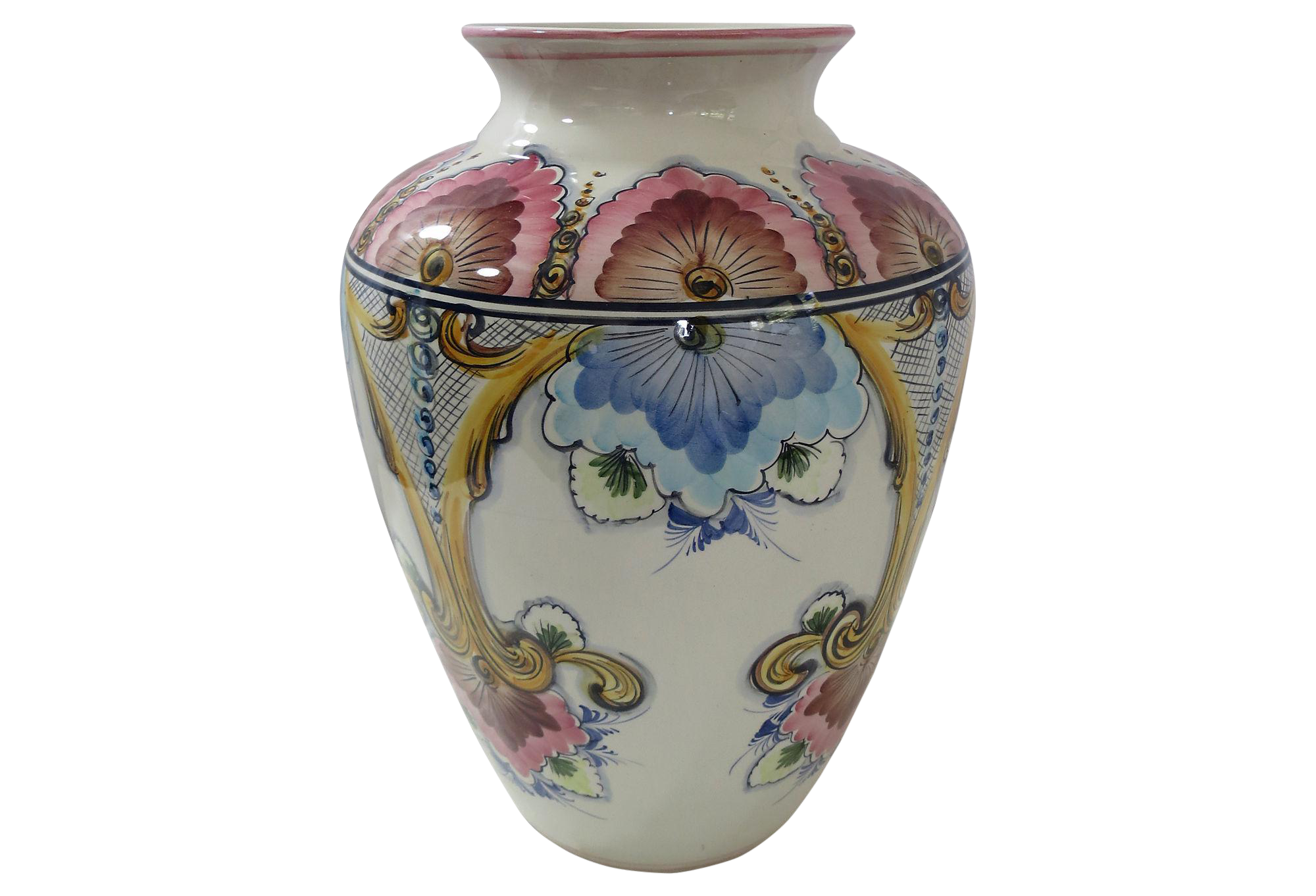 Faria & Bento Portuguese Hand-Painted Vase | Chairish