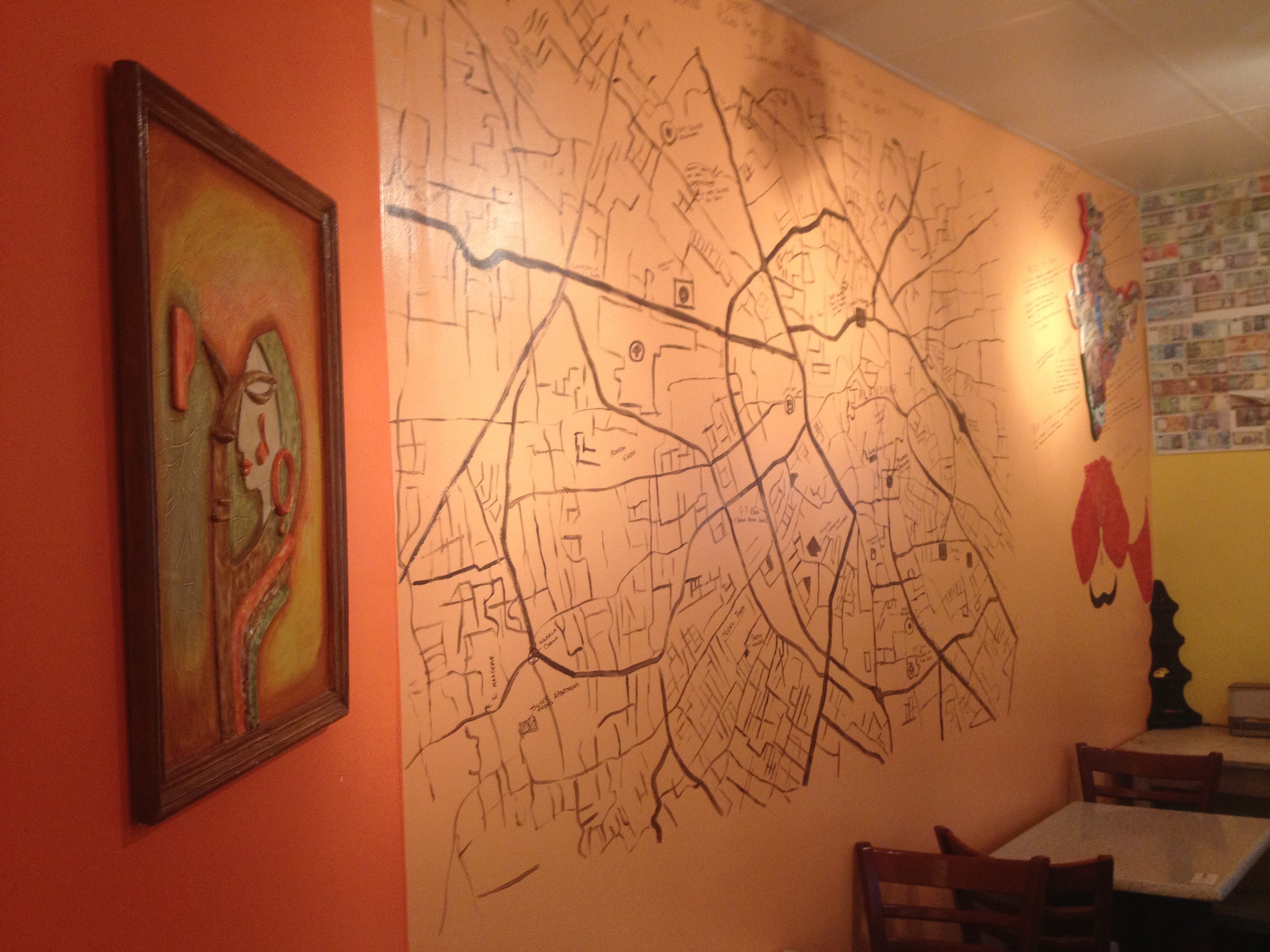 Street Map Painted on the Wall at Indigo | District Cuisine