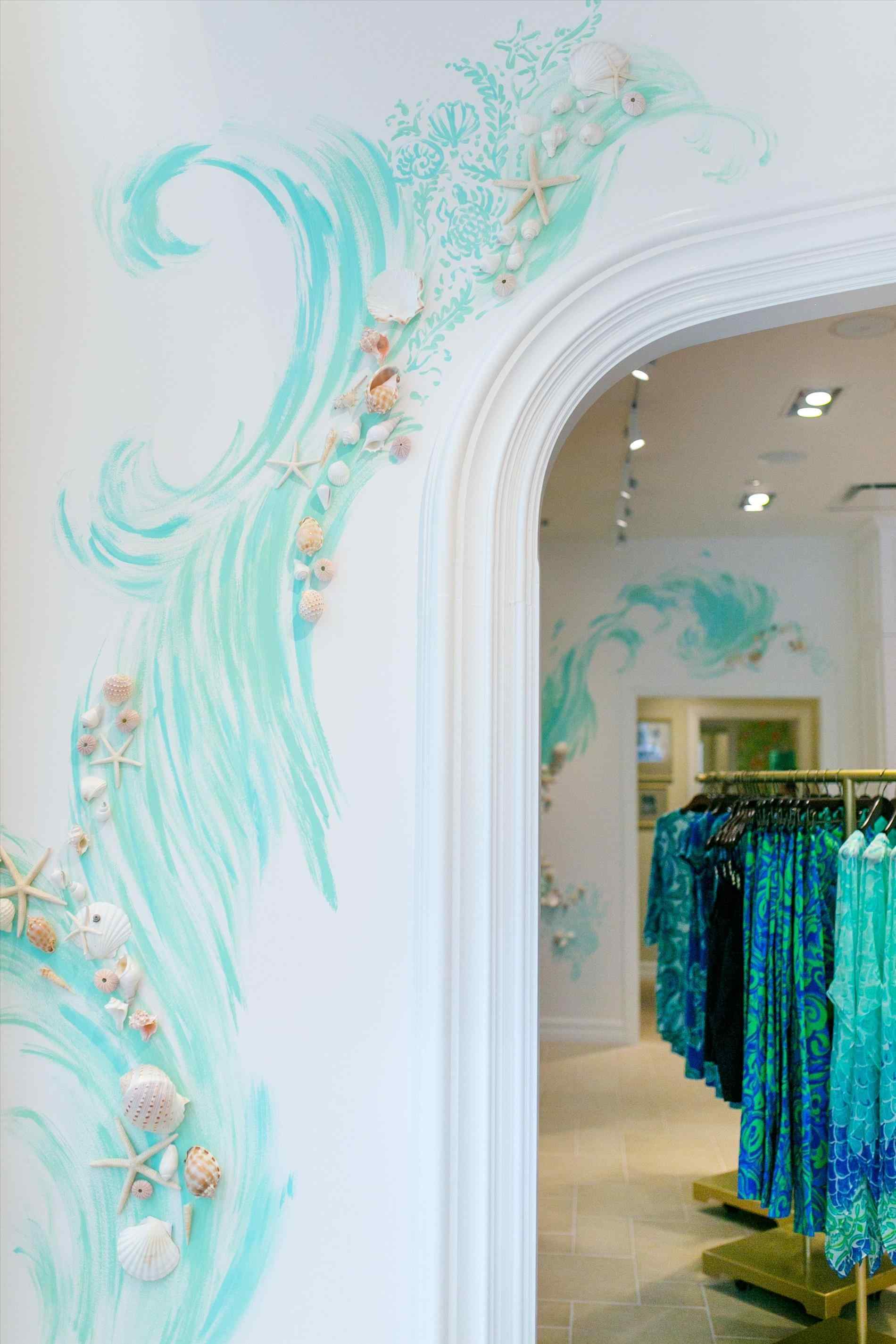 Hand ocean mural bedroom painted wall detail at our newest lilly ...