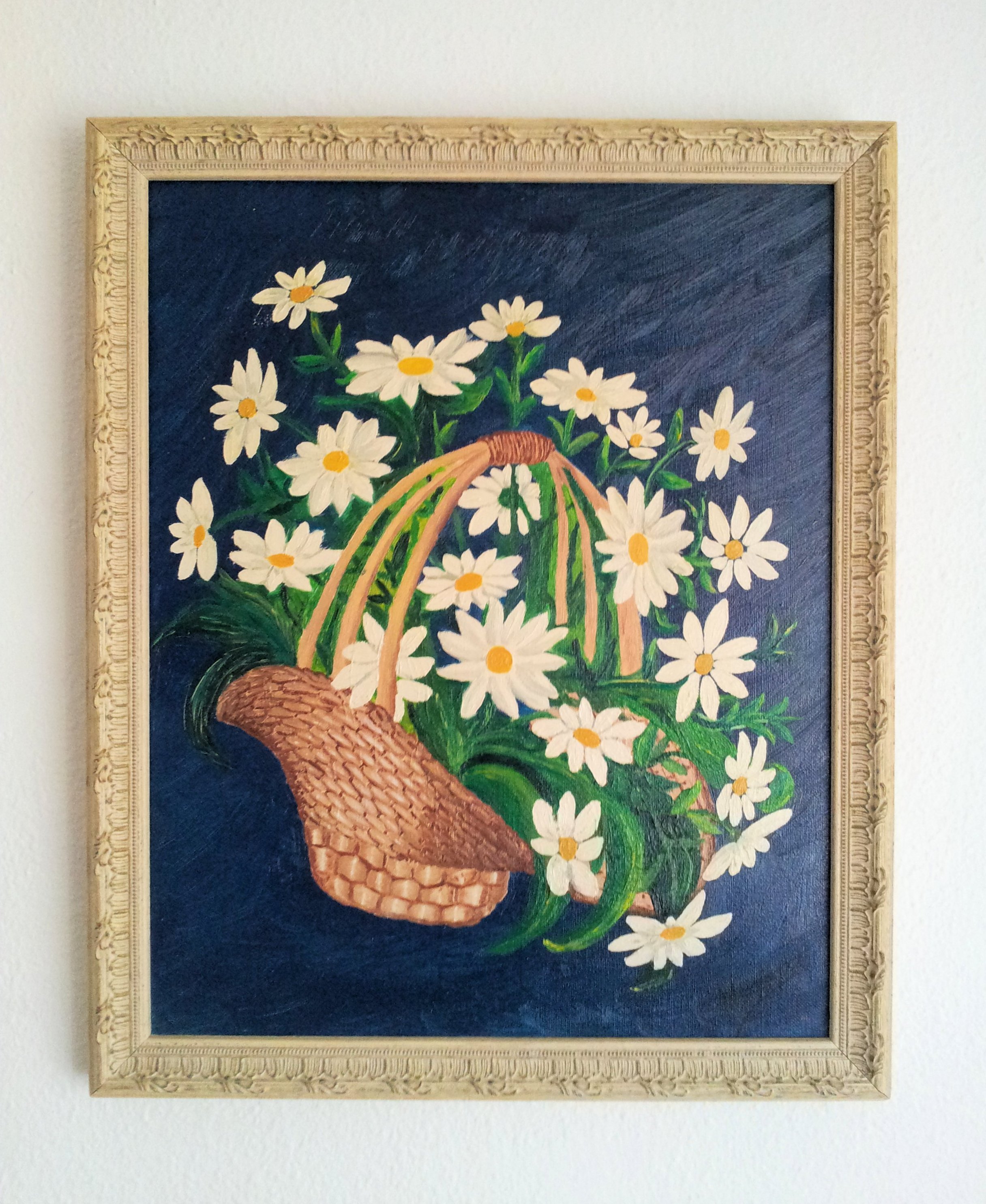 Painting of basket with flowers photo