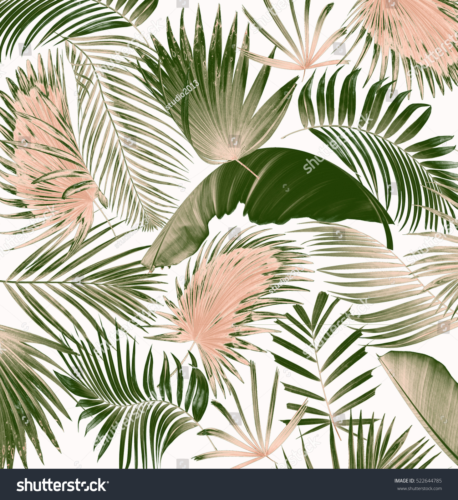 Mix Palm Leaf Tree Background Stock Illustration 522644785 ...