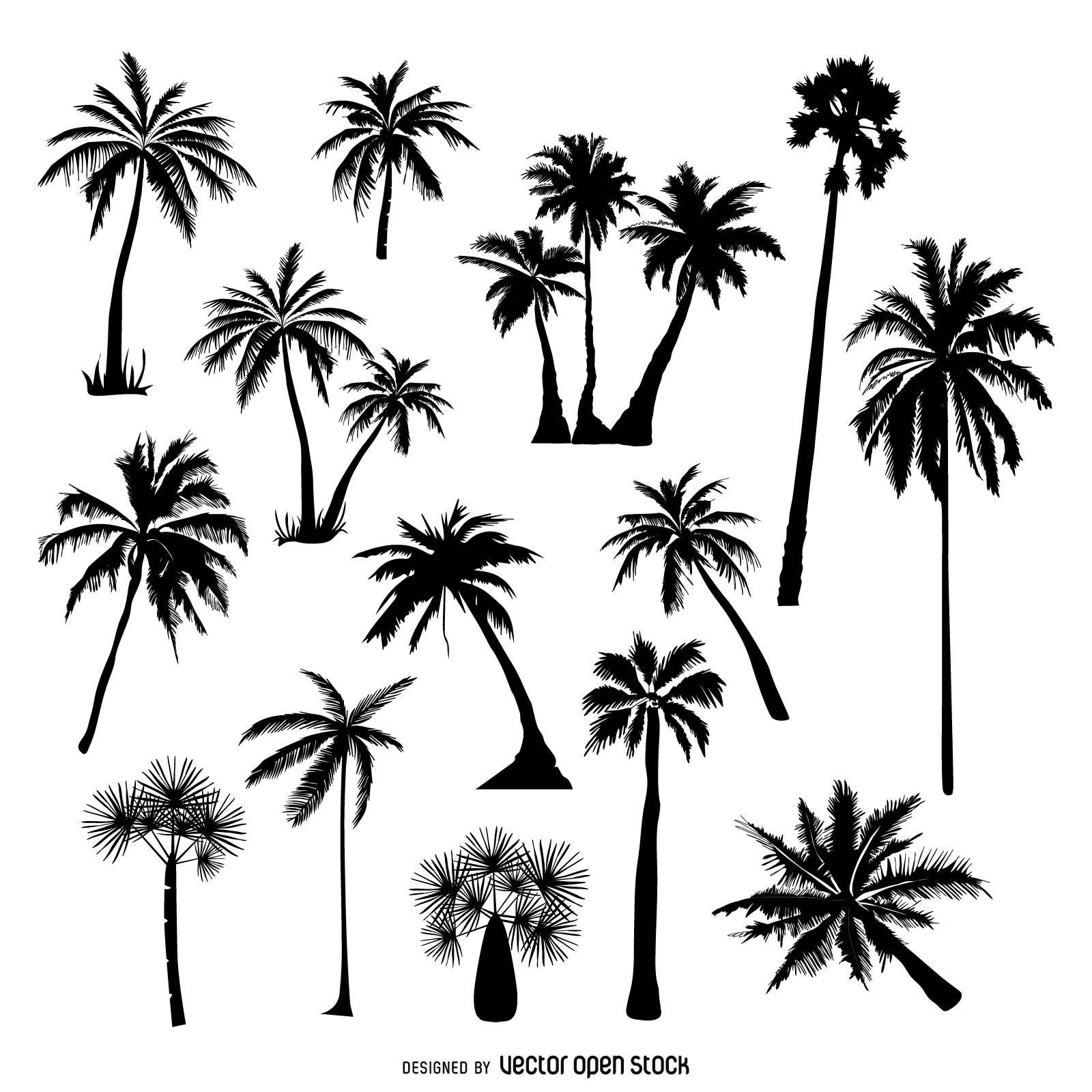 Collection of palm tree silhouettes - Vector download