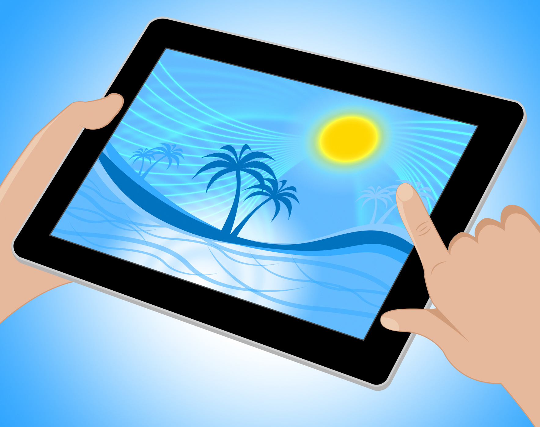 Palm tree indicates tropical climate and coastline tablet photo