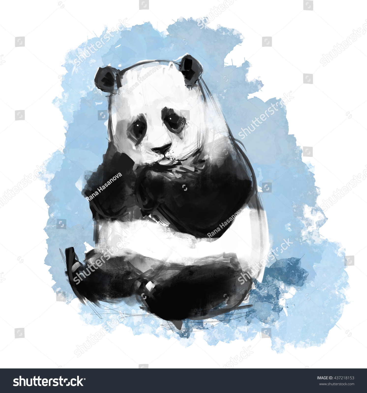 Giant Panda Art Illustration Blue Sky Stock Illustration 437218153 ...