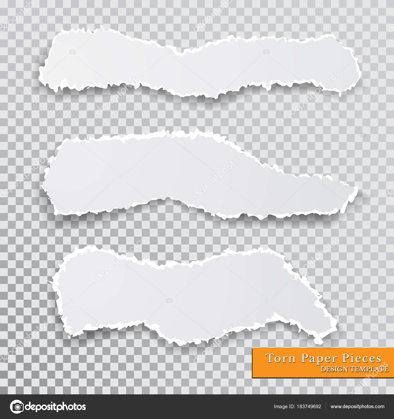 Vector torn paper pieces. Transparent background. Template paper ...