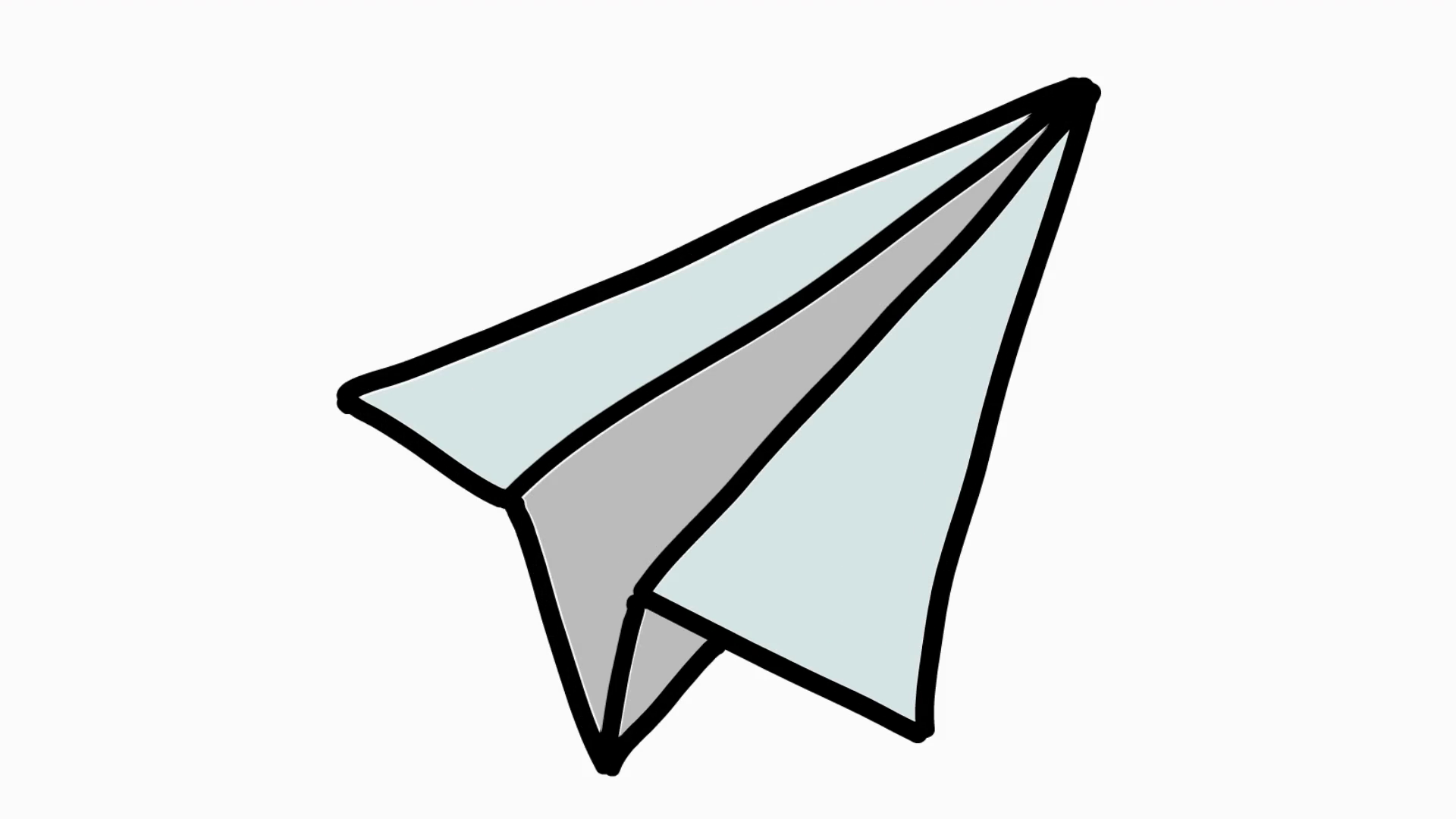 paper plane hand drawn color icon animation with transparent ...