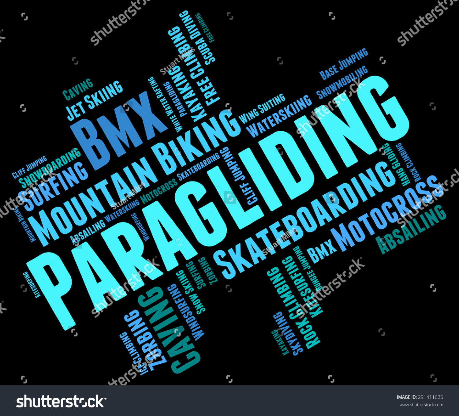 Paragliding Word Representing Paraglider Paragliders Glider Stock ...