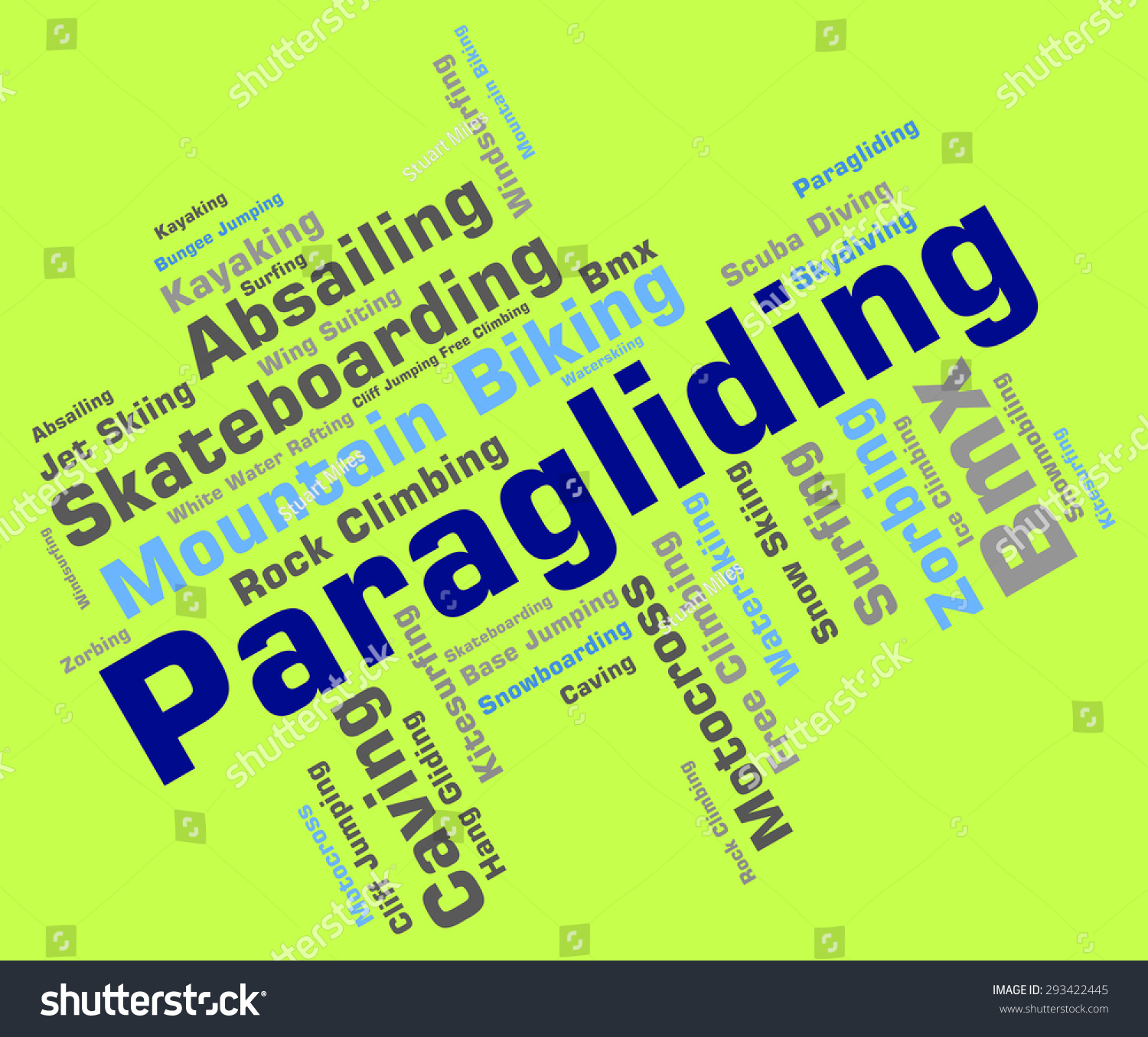 Paragliding Word Meaning Paragliders Parachuting Text Stock ...