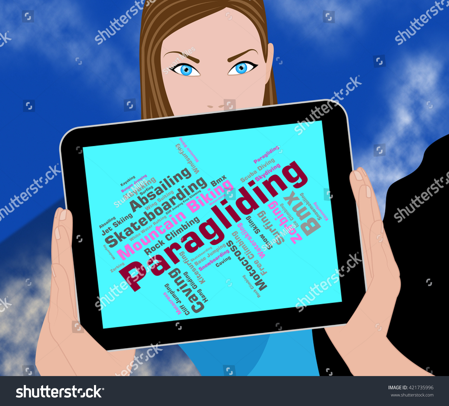 Paragliding Word Meaning Paragliders Parachuting Text Stock ...