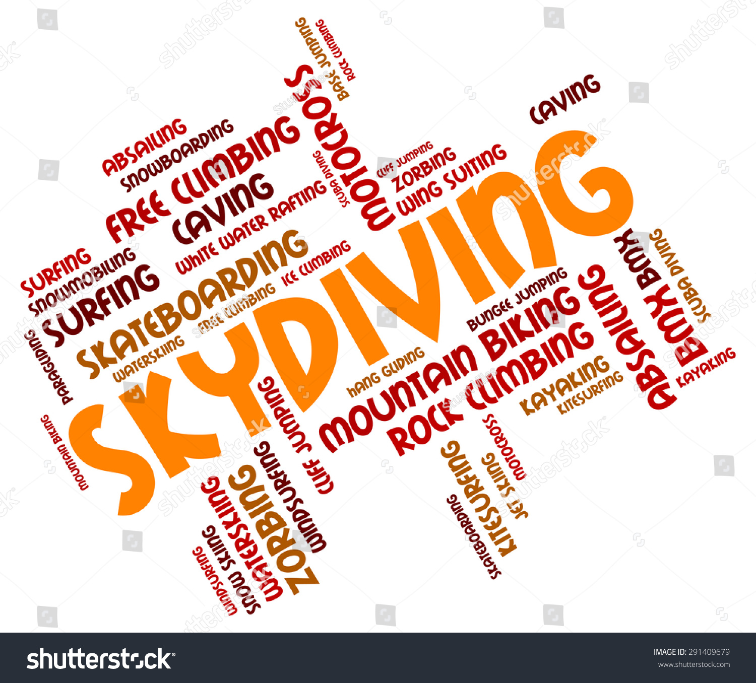 Skydiving Word Showing Free Falling Parachuting Stock Illustration ...