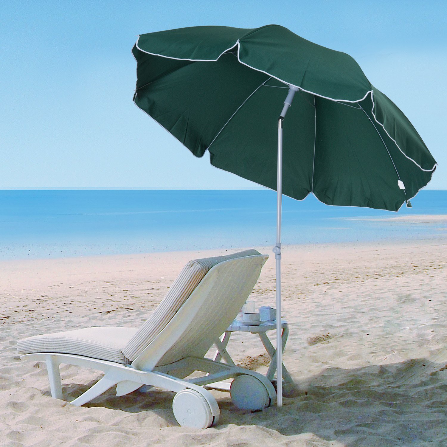 Outsunny 7.2' Portable Outdoor Beach Sun Umbrella Parasol Sun ...