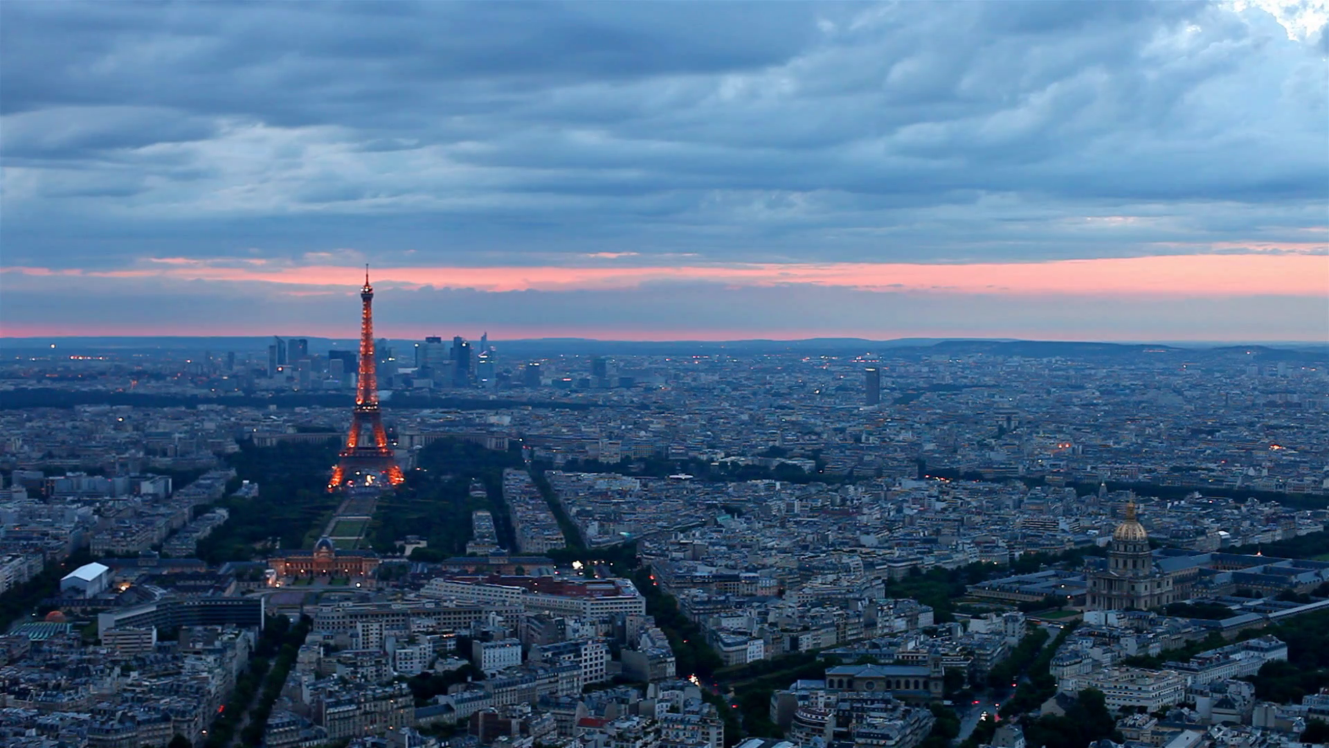 Eiffel tower aka Tour Eiffel in Paris at atmospheric dusk Stock ...