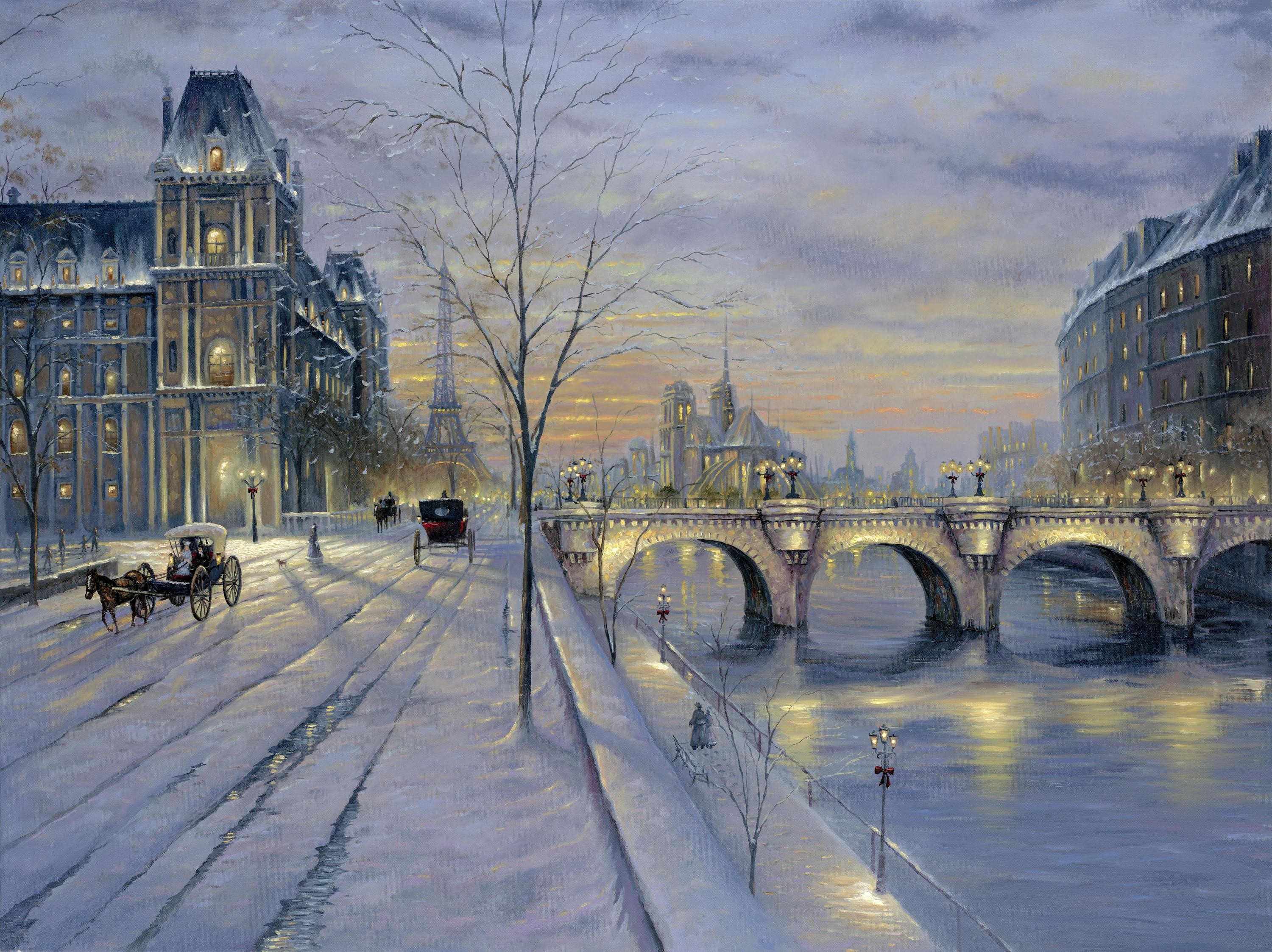 Winter: River Bridge Paris Winter Snow HD Wallpapers For Mobile for ...