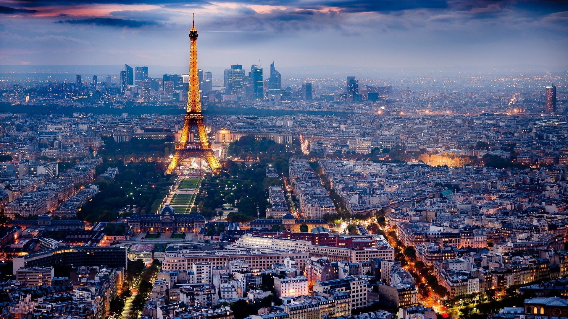 Eiffel tower paris city lights skyline wallpaper | (20112)