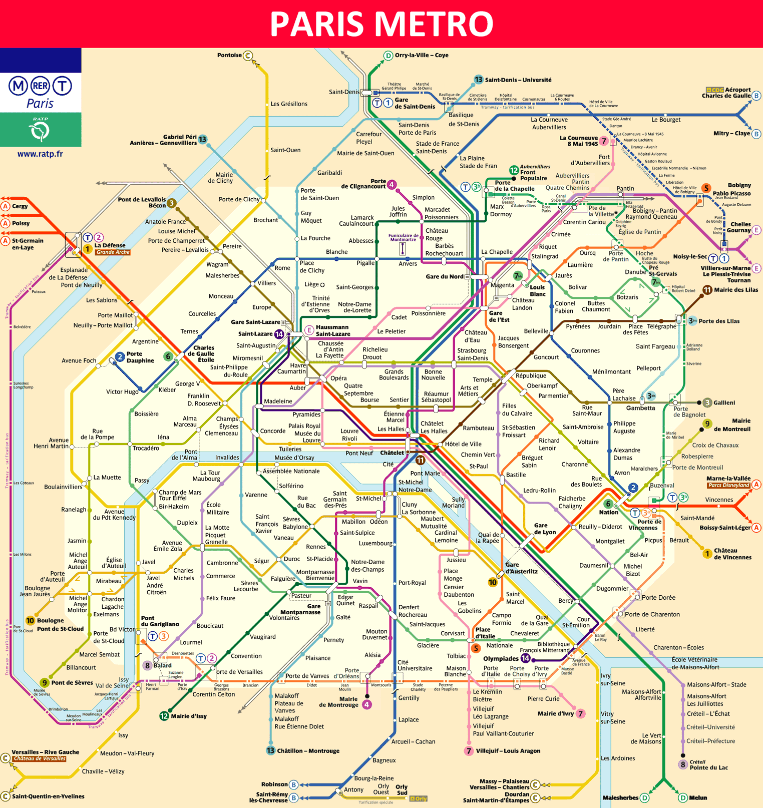 Paris Metro - Maps, Timetables, Tourist Information