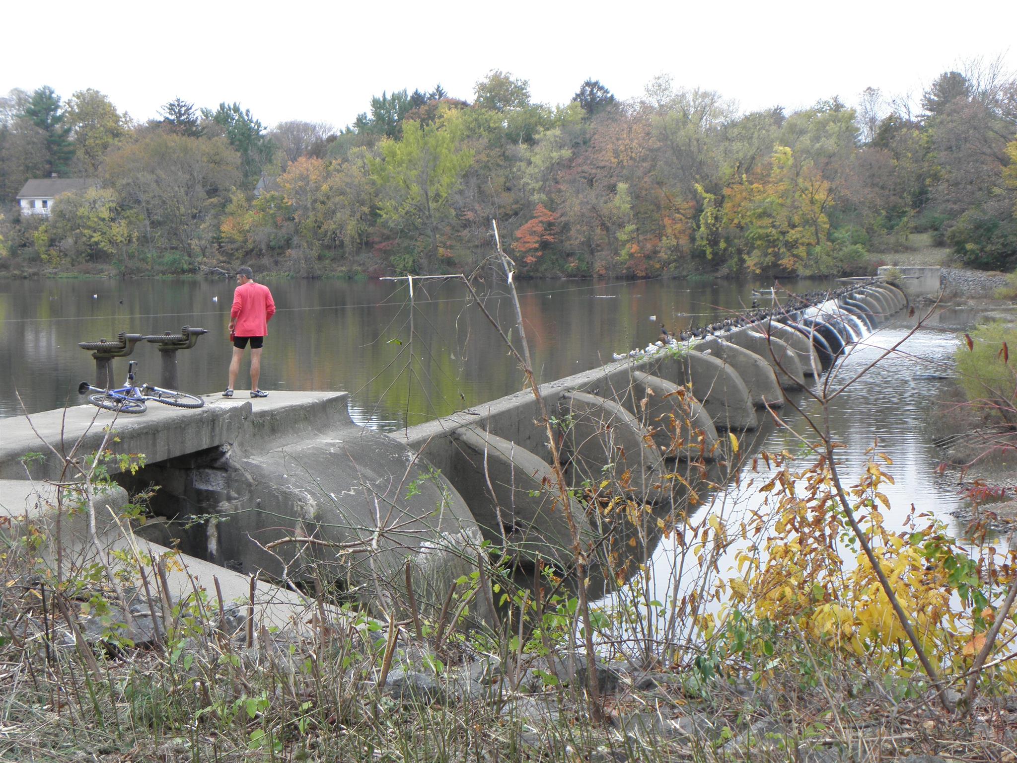 Dam next to the trail, Delaware and Raritan Canal State Park Trail ...