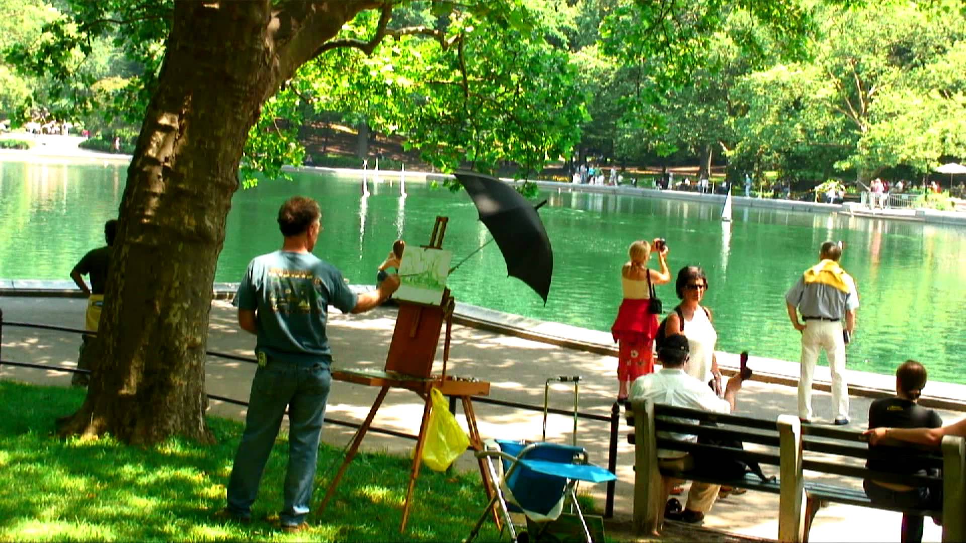 Man painting a scene of a pond in Central Park NYC. - YouTube