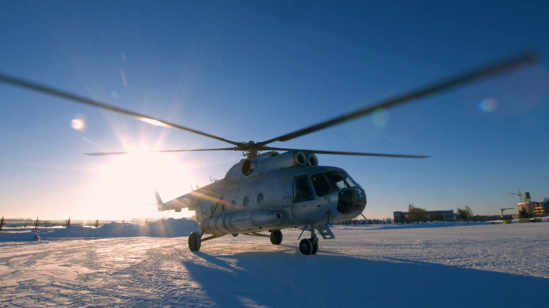 Mi-8 helicopter during the parking Stock Video Footage - VideoBlocks