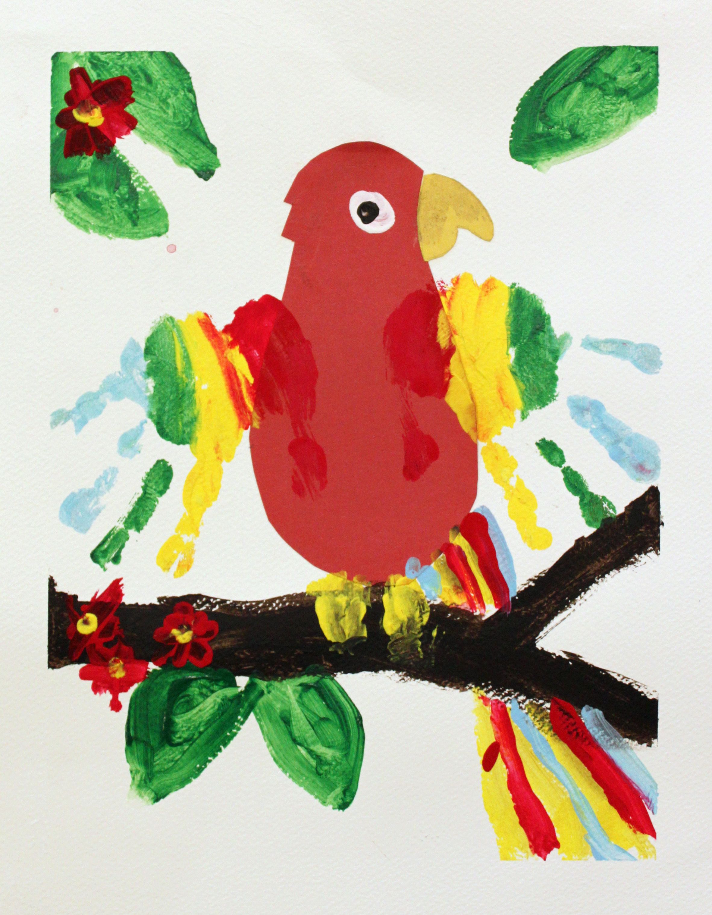 Kids' Art Camp (ages 6-7): Parrot Collage with Hand Painting | Kids ...