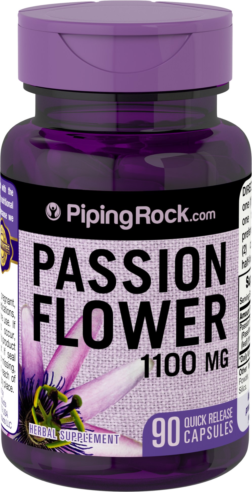 Passion Flower 1100mg Stress Relief 90 Supplement Capsules | Piping ...