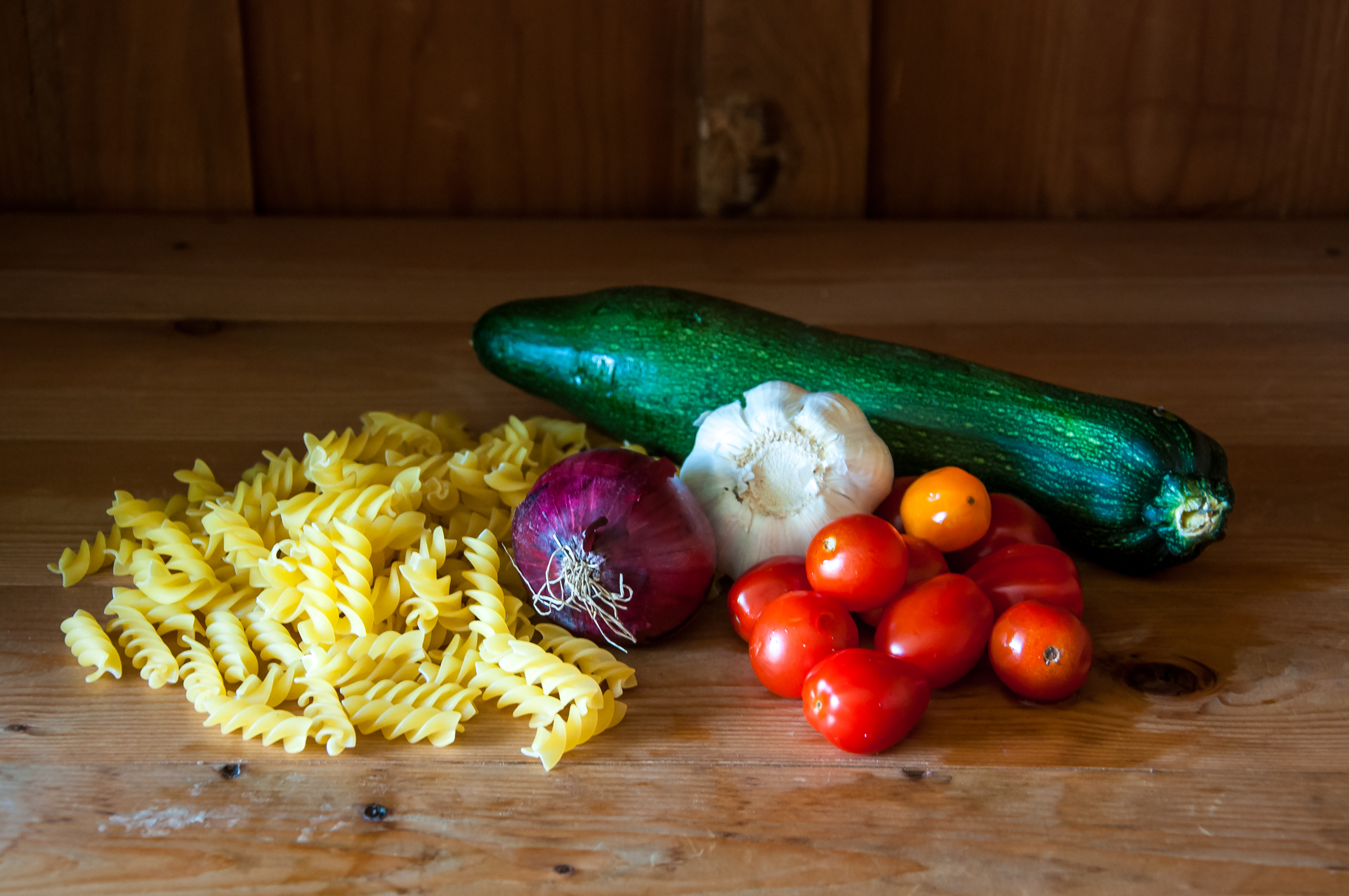 Pasta and fresh vegetables photo