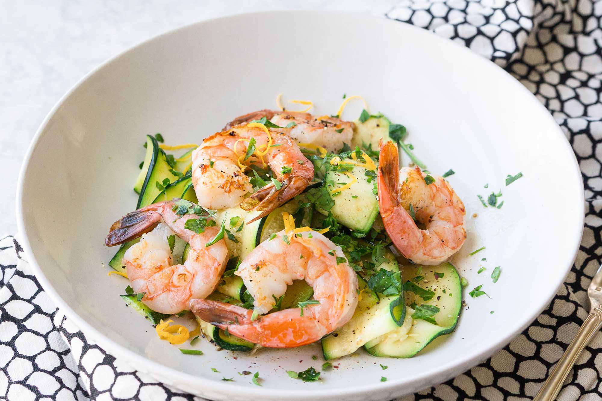 Shrimp with Zucchini Noodles and Lemon-Garlic Butter Recipe ...