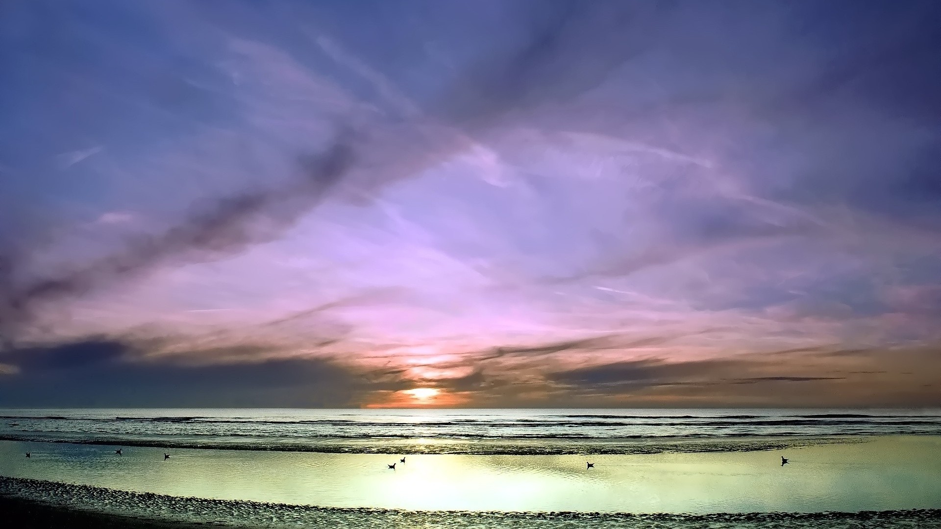 Beach: Gorgeous Colorful Beachscape Horizon Sunset Colors Beach Sea ...