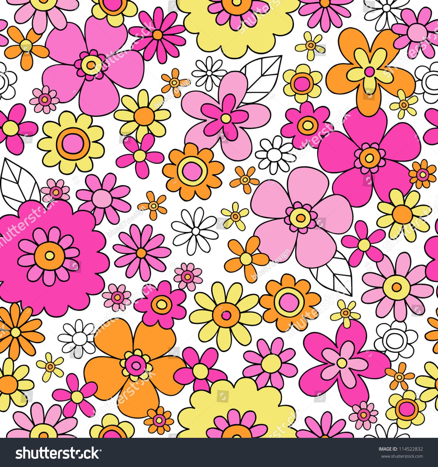 Flowers Seamless Pattern Psychedelic Groovy Floral Flower Power ...