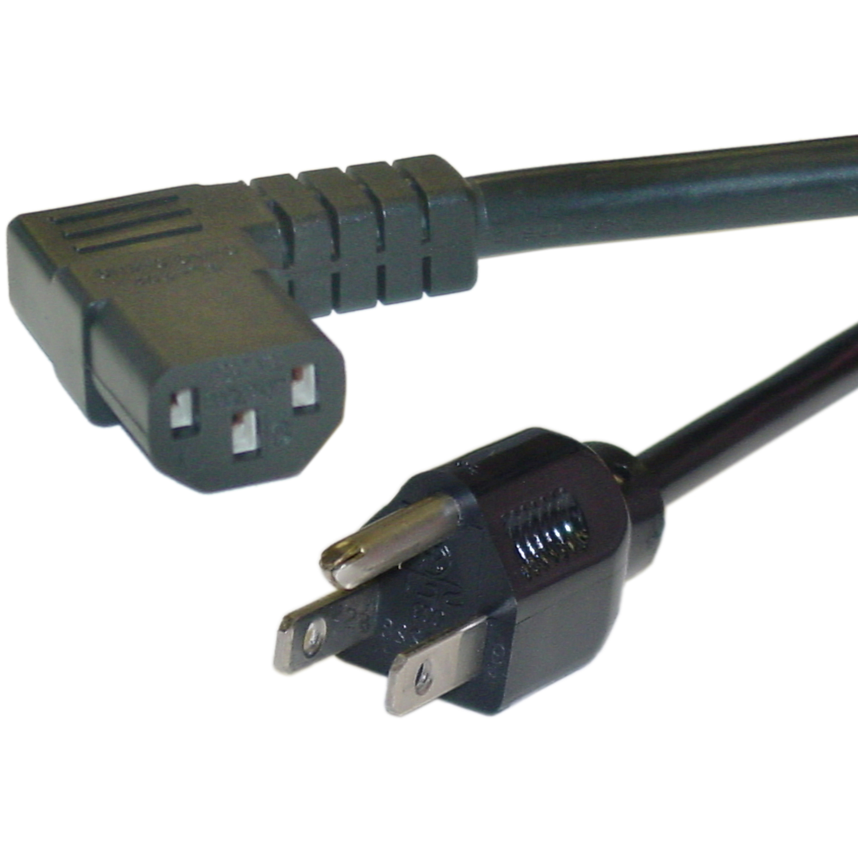 25ft Right Angle Black Computer Power Cord, 14 AWG