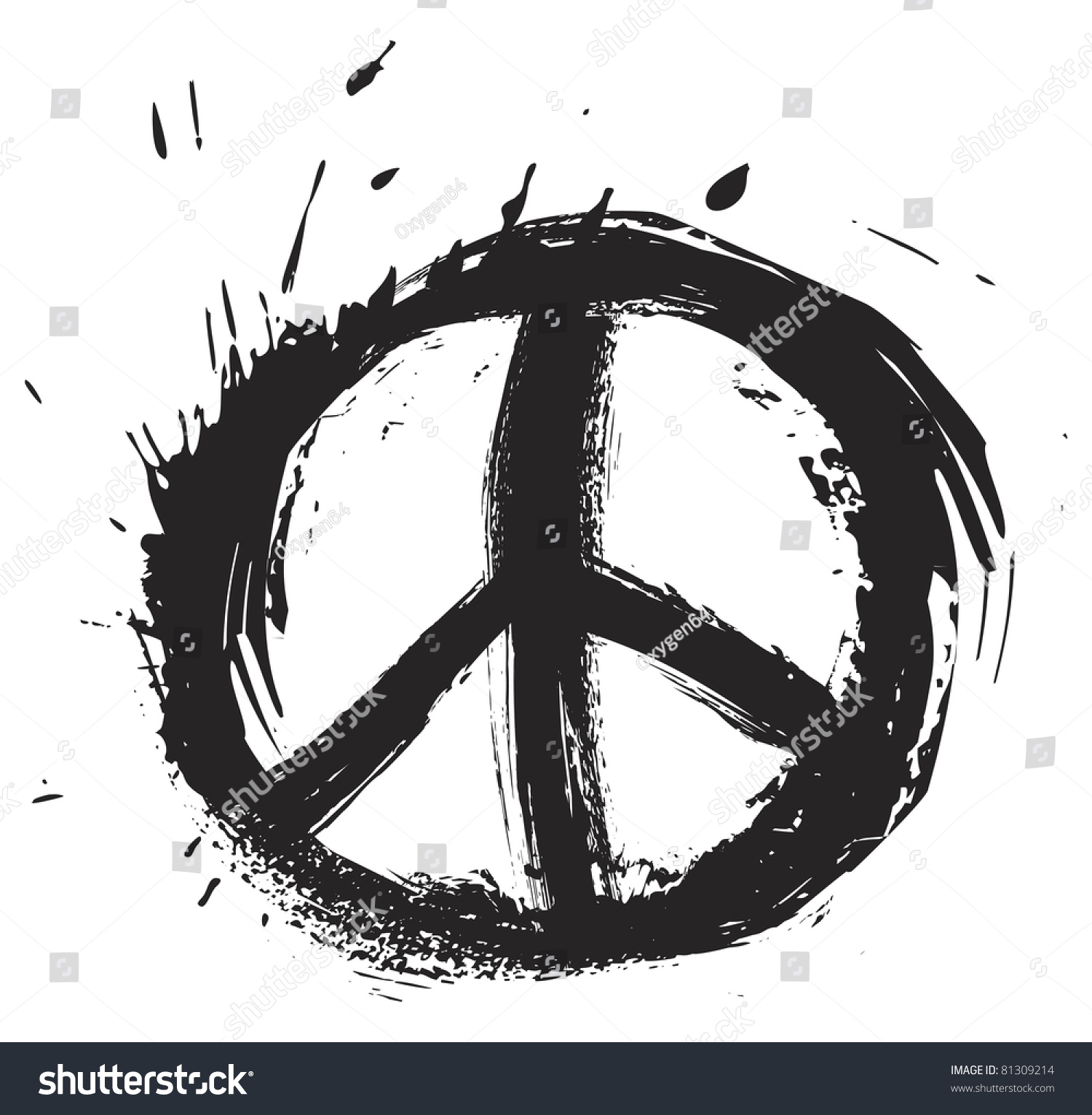 Royalty-free Black peace symbol created in grunge… #81309214 Stock ...