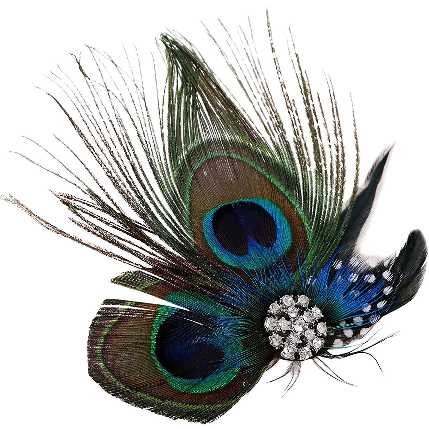 Amazon.com : Simplicity Peacock Feather Hair Clip/Fascinator with ...