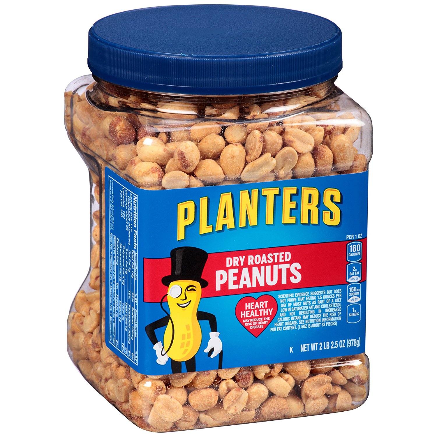 Amazon.com: Planters Peanuts, Dry Roasted & Salted, 34.5 Ounce Jar ...