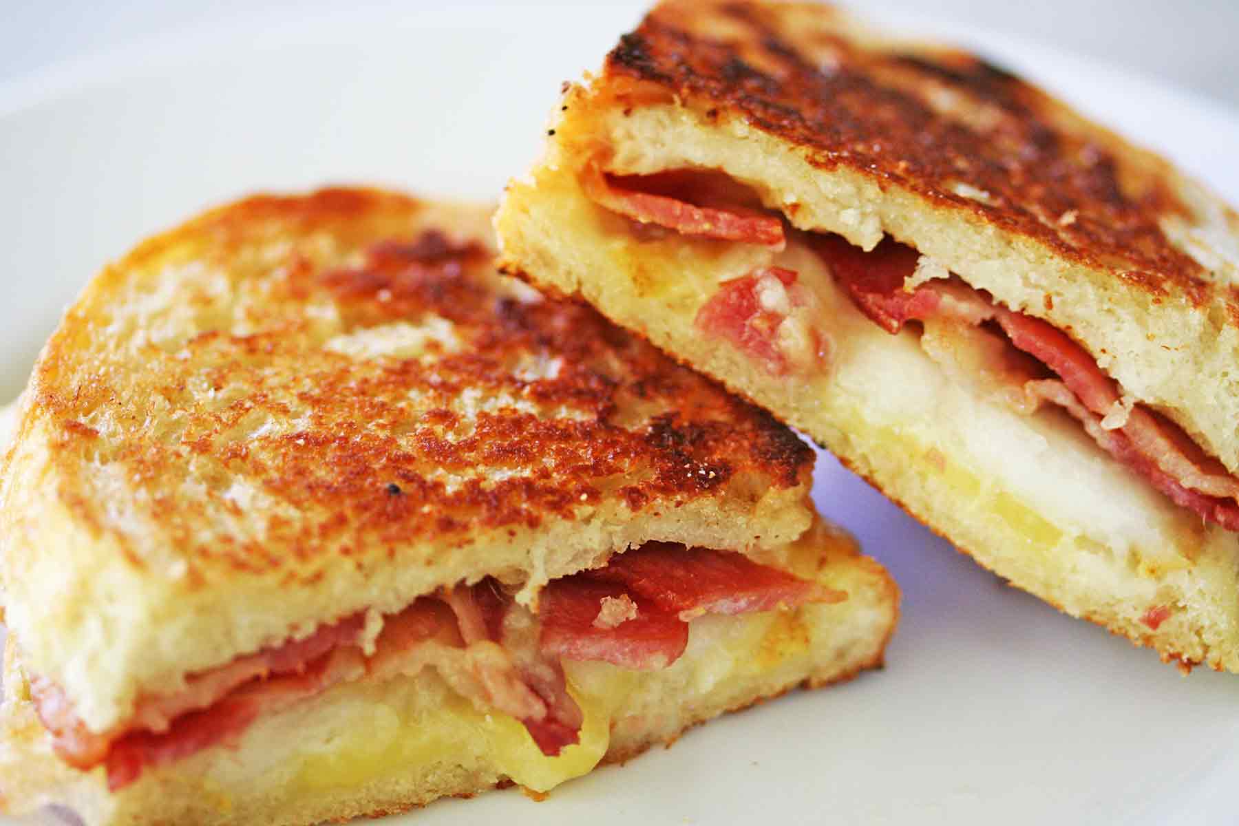 Grilled Cheese Sandwich with Bacon and Pear Recipe | SimplyRecipes.com
