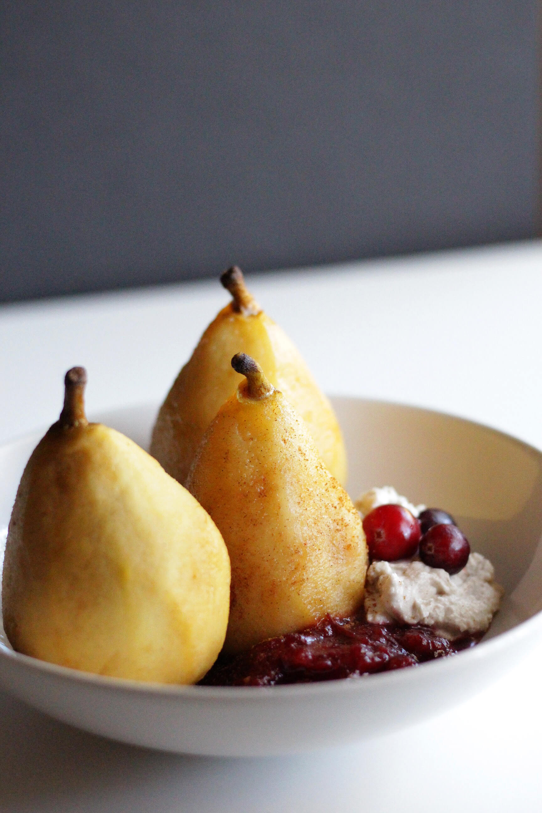 Citrus Poached Pears with Cranberry Compote and Maple Cinnamon ...