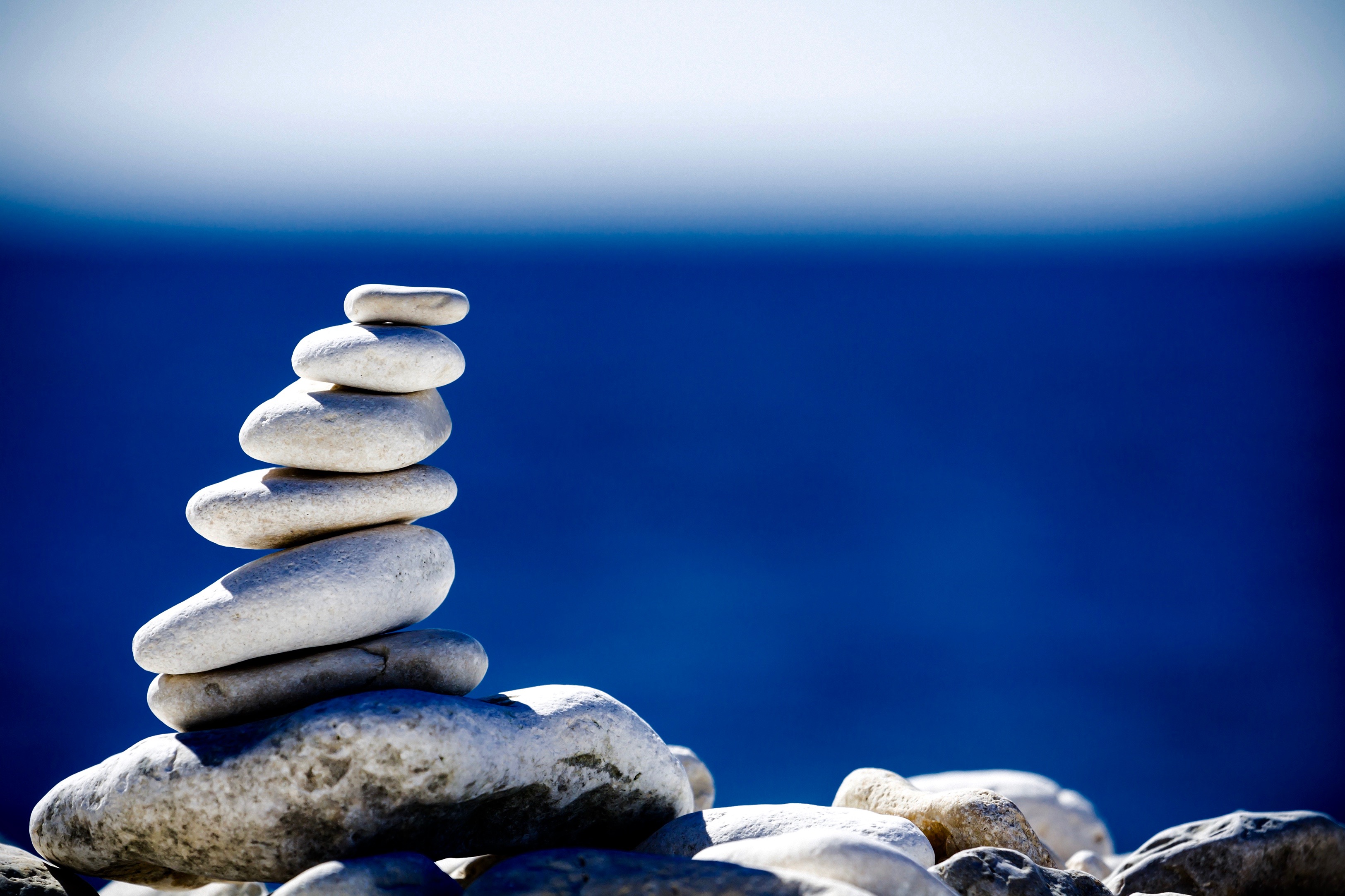 Stones Balance, Pebbles Stack Over Blue Sea In Croatia. | SCOLIOSIS 3DC℠