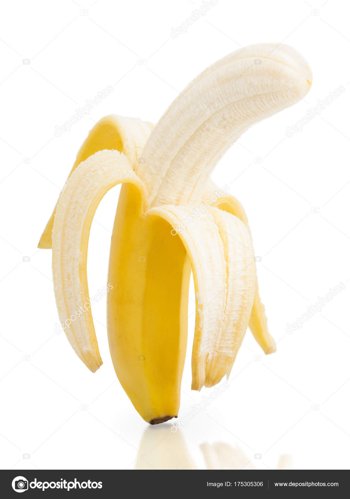 Half peeled banana isolated on — Stock Photo © Jamakosy #175305306