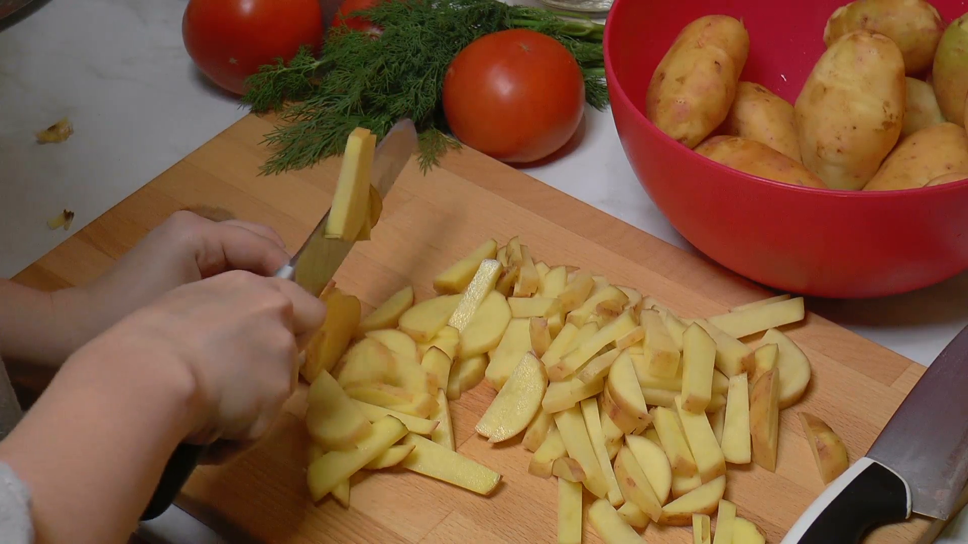 Peeled Potatoes Cut into Slices for Cooking, closeup Stock Video ...