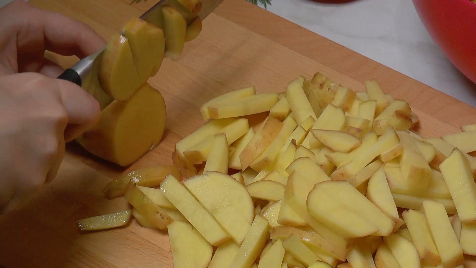 Peeled Potatoes Cut into Slices for Cooking, closeup Stock Video ...
