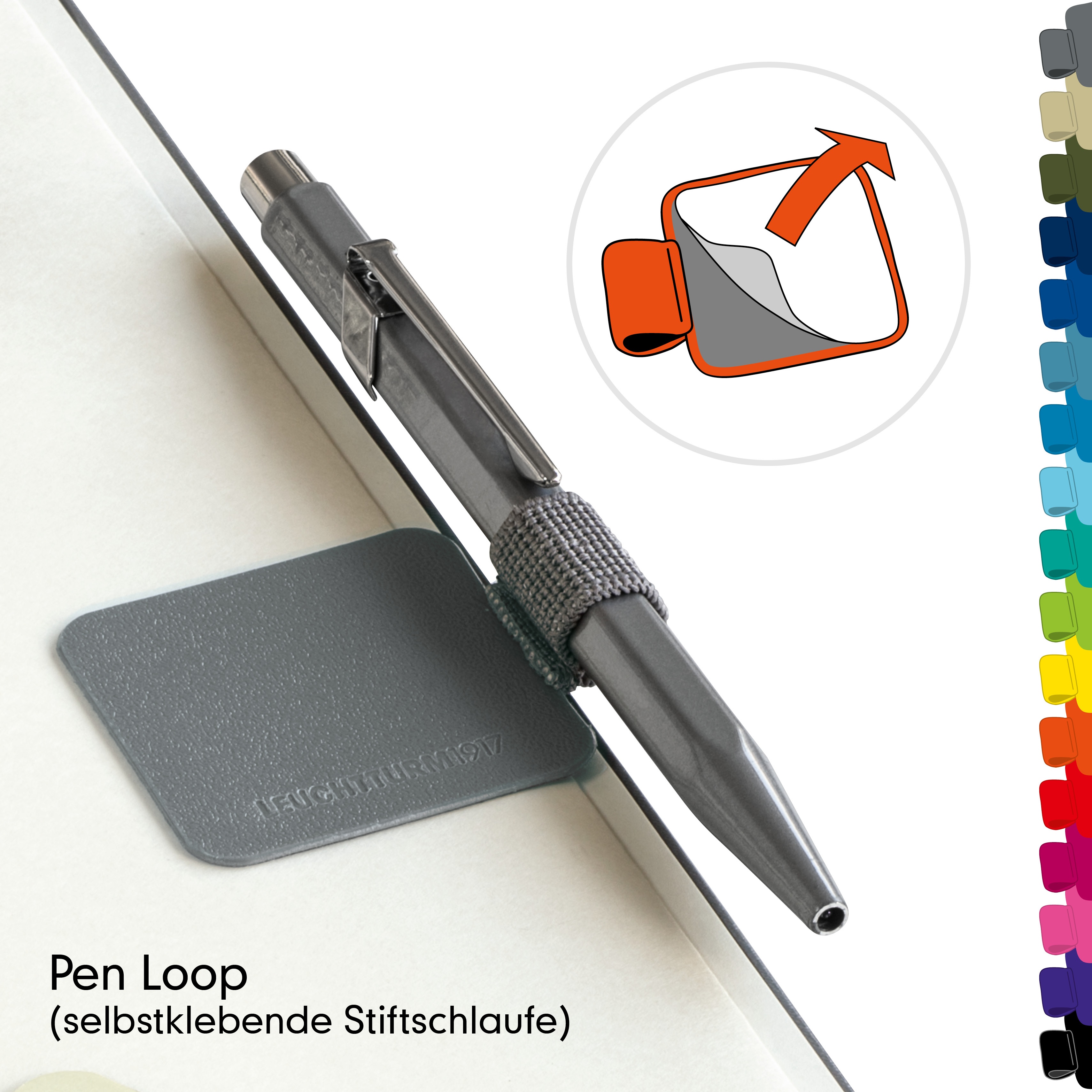 Pen Loop (elastic pen holder), Size: 40 x 40 mm, 15 mm elastic loop ...