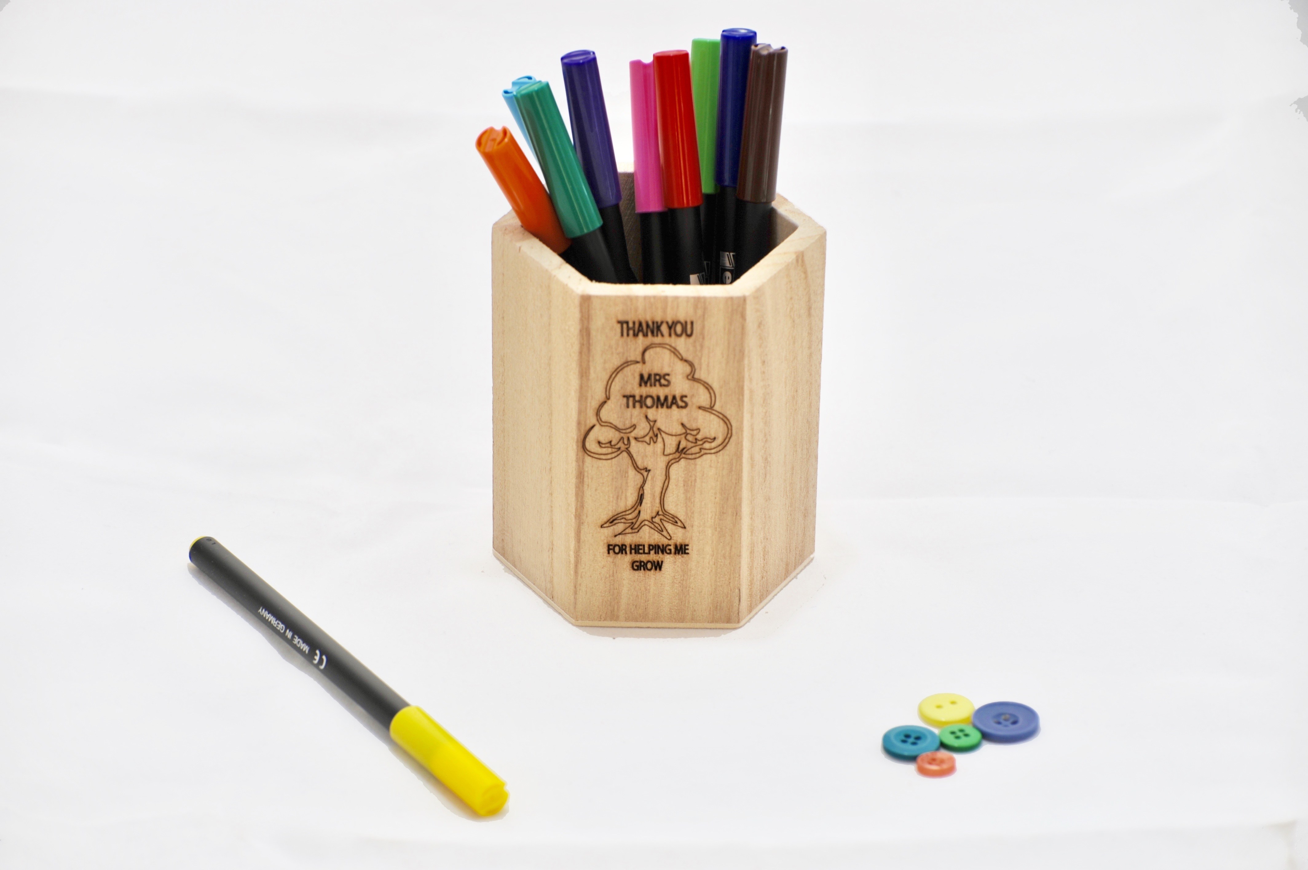 Pen Holder Teacher Gift - Personalised - KaleidoscopeKrafts